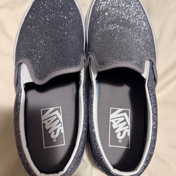 Gunmetal grey sparkle slip-ons - Picture 2 of 4